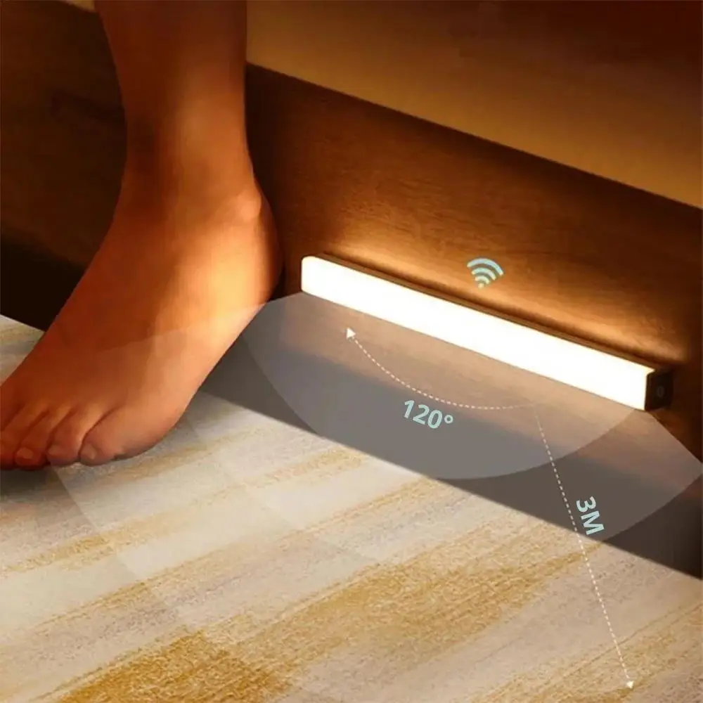 Veilleuses sans fil LED capteur de mouvement lampe USB Rechargeable magnétique pour armoire chambre placard cuisine allée Tube détecteur ampoule — 3/10