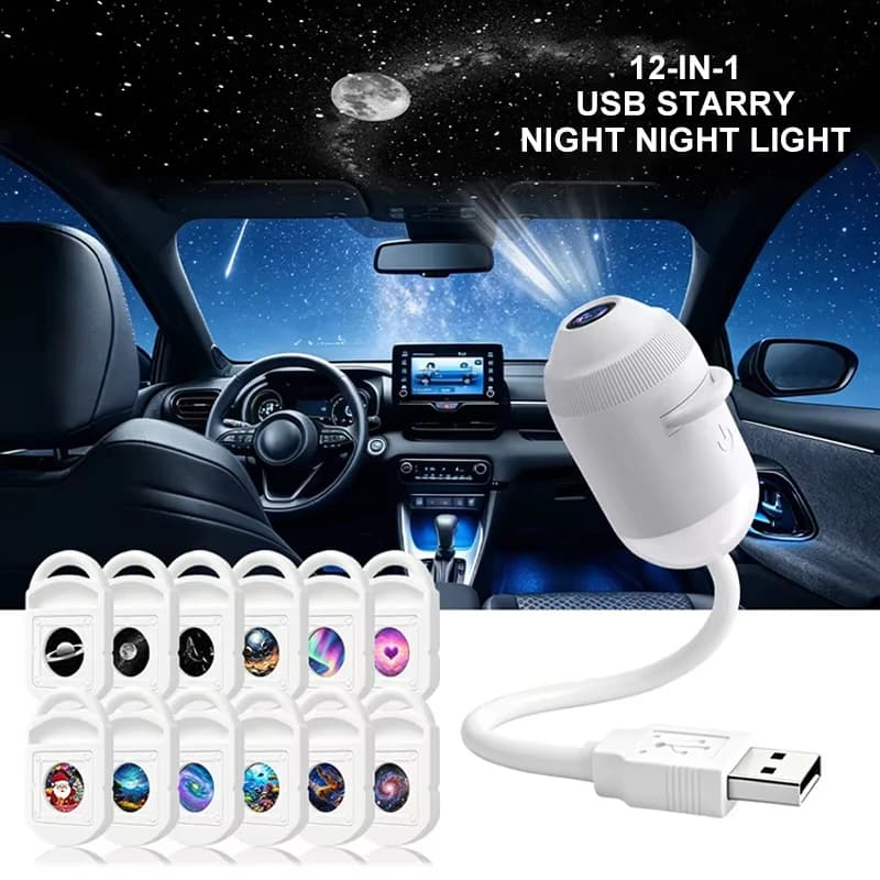 Projecteur de ciel étoilé USB, lumière de nuit 360° °   Lampe d'ambiance réglable Galaxy pour l'intérieur de la voiture, la maison, la chambre à coucher, veilleuse romantique — 10/10