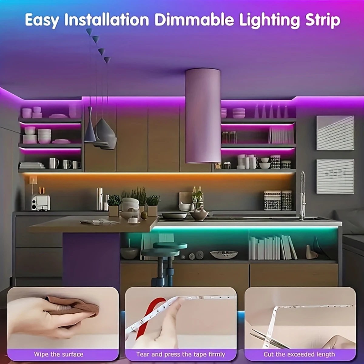 Bande lumineuse Led avec télécommande à 44 touches, 1m, 5m, 10m, 20m, RGB, pour salle murale, maison, chambre à coucher, décor de fête, rétro-éclairage TV — 4/8