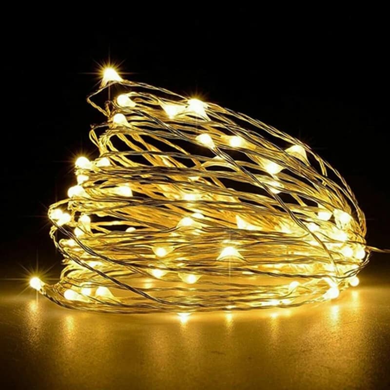 Guirxiété lumineuse LED dégradée en fil de cuivre, 1 paquet, 1 m, 2 m, 3 m, 5 m, 10m, batterie 62, décoration de mariage, chambre, fête de jardin — 10/10