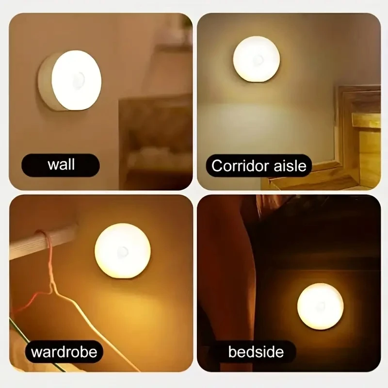 Veilleuse LED sans fil avec détecteur de mouvement, lampe de détection pour chambre à coucher, escalier, Cisco et décoration de chambre, 1PC — 4/8