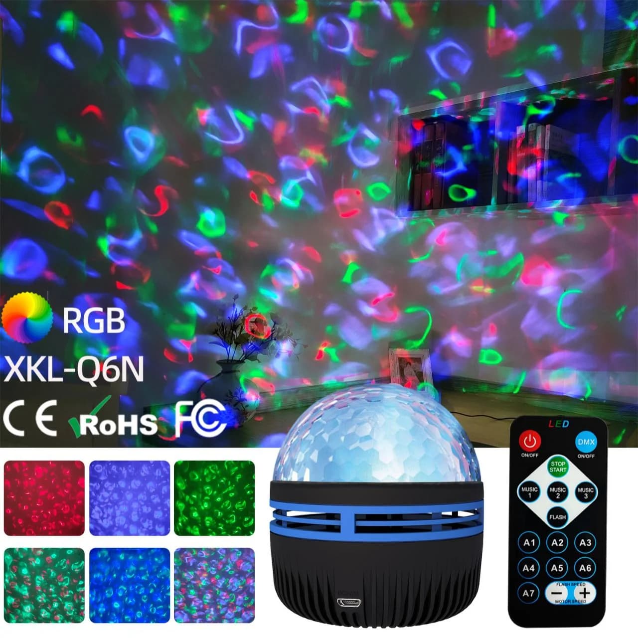 Projecteur LED ciel étoilé et aurore boréale, lampe de projection avec télécommande et rotation automatique, pour la décoration de la maison et des fêtes — 4/10