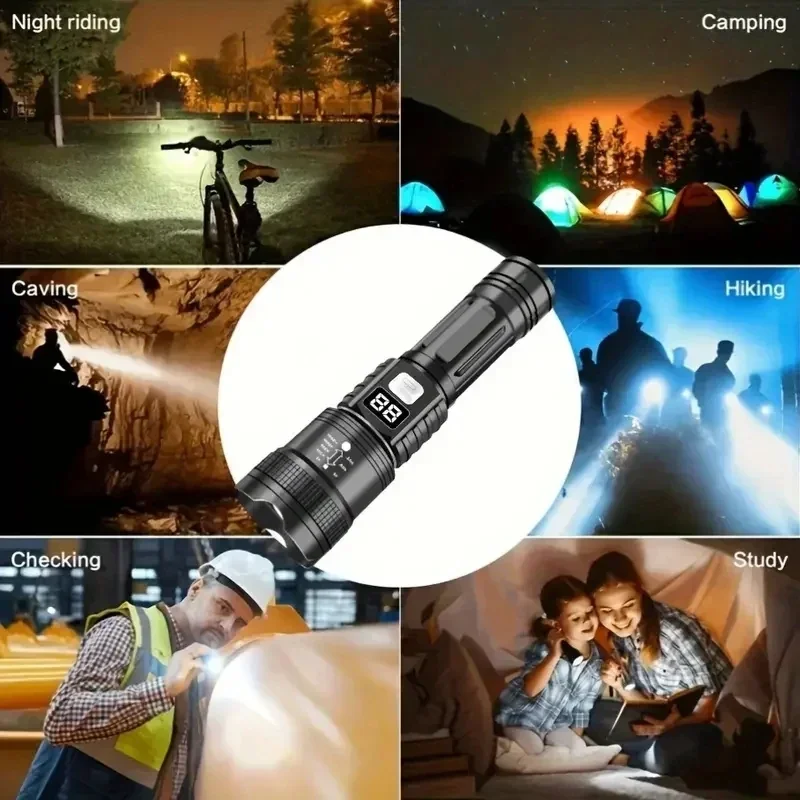 100000LM lampe de poche Super lumineuse torche LED Rechargeable lampe tactique longue portée pour l'extérieur étanche Camping pêche lanterne — 5/10