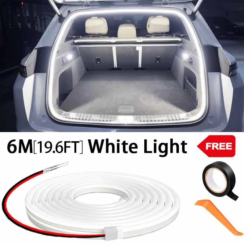 Éclairage de coffre de voiture à haute luminosité, lumière ambiante, décoration intérieure, bande lumineuse LED sans câblage, détection automatique, bande lumineuse de hayon — 9/10