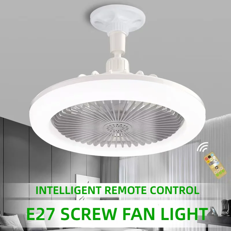 Ventilateur de Plafond Rotatif avec Télécommande, Lampe d’Éclairage, Convertisseur, Base d’Éclairage, Chambre à Coucher, Salon, Flamme ATA, 3 en 1