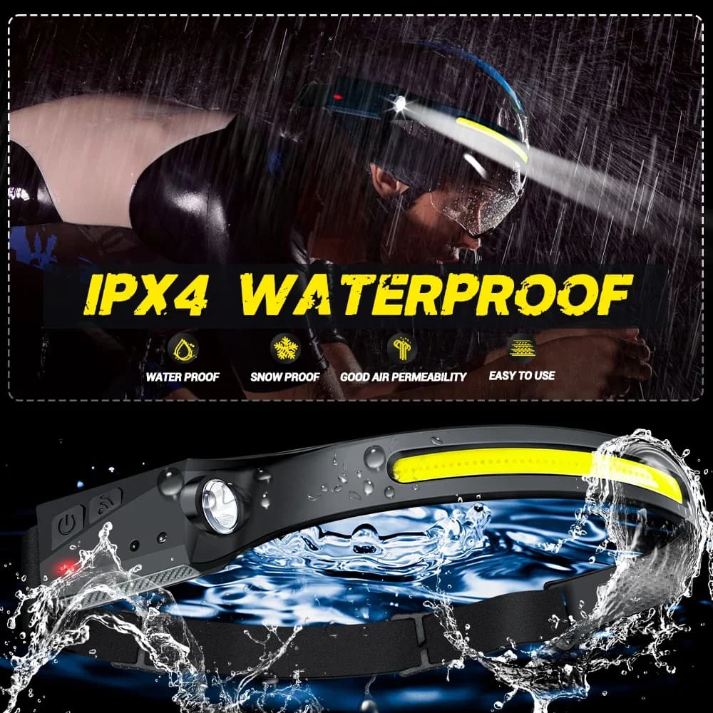 1/2/3 pièces LED lampe frontale à Induction Camping recherche lumière USB Rechargeable phare LED tête torche lampe de travail avec batterie intégrée — 6/10