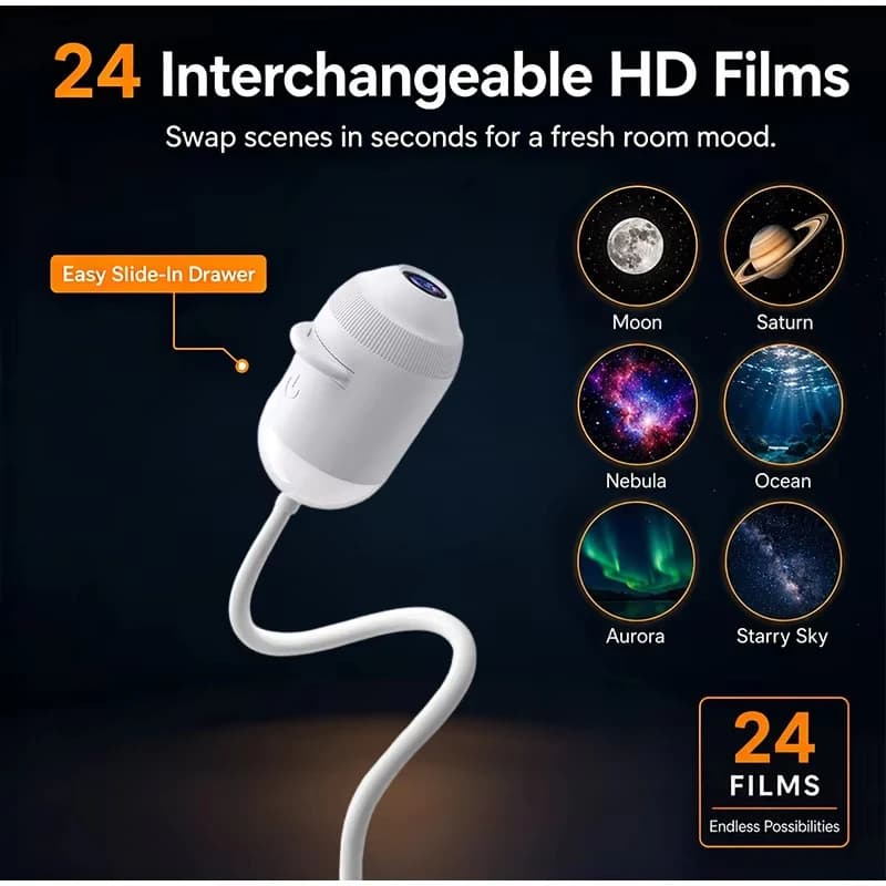 Projecteur de ciel étoilé USB, lumière de nuit 360° °   Lampe d'ambiance réglable Galaxy pour l'intérieur de la voiture, la maison, la chambre à coucher, veilleuse romantique — 5/10