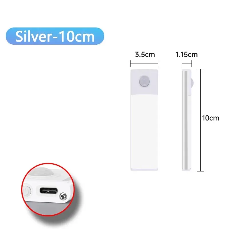 Lampe LED USB Type-C Rechargeable avec Capteur de Mouvement, Éclairage pour Armoire de Cuisine et Garde-robe, 20cm/30cm/40cm/50cm/60cm — 9/10