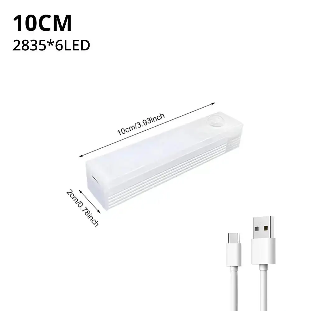 Veilleuses sans fil LED capteur de mouvement lampe USB Rechargeable magnétique pour armoire chambre placard cuisine allée Tube détecteur ampoule — 10/10