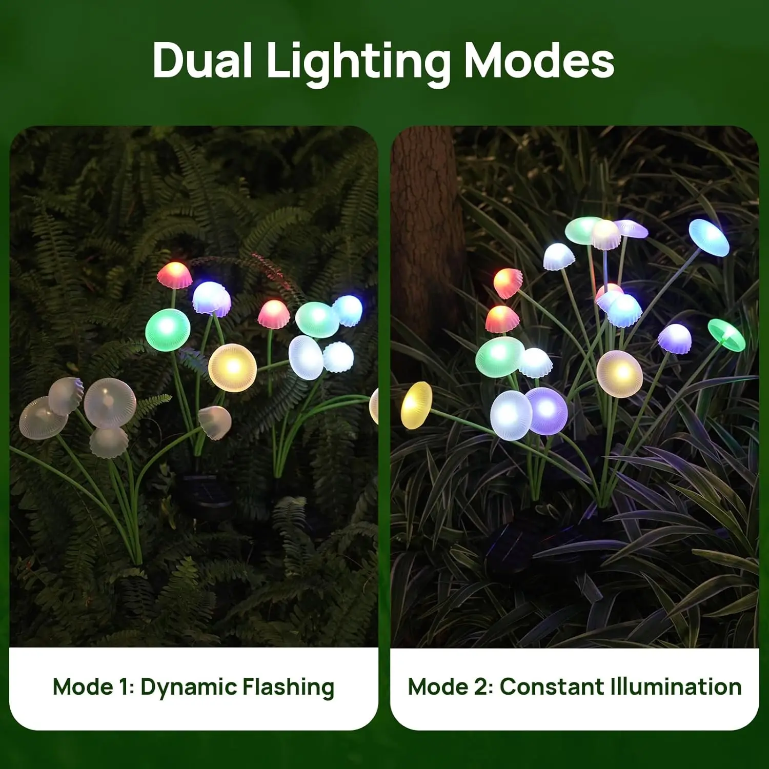Lampes solaires de jardin LED double Mode lumières solaires en forme de champignon décor étanche cour Patio voie méduse pour ambiance de jardin — 4/8
