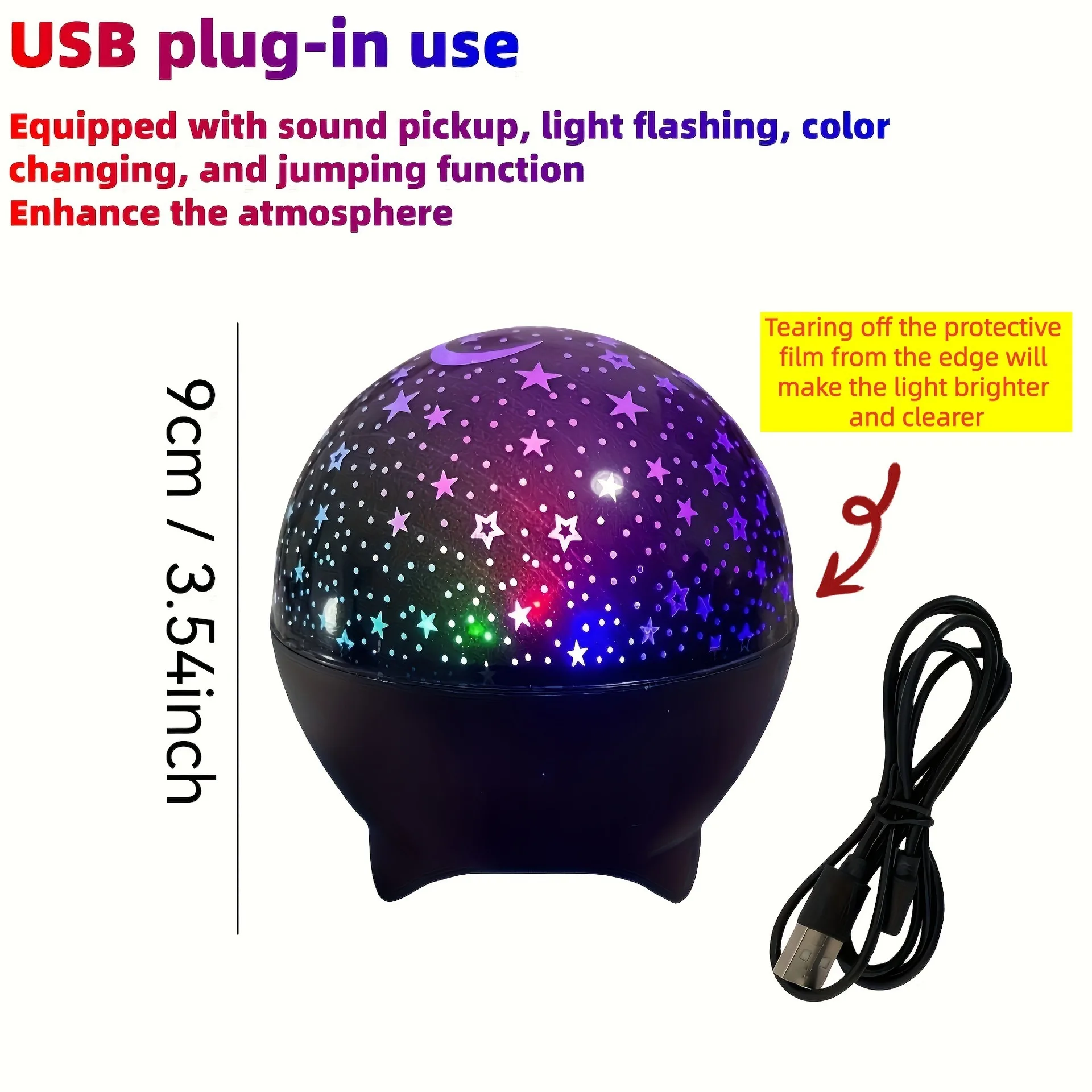 Veilleuses rvb projecteur LED lumière lune étoilée galaxie lampe de Projection 5V USB pour enfants présent cadeau de noël décorations de salle — 7/7