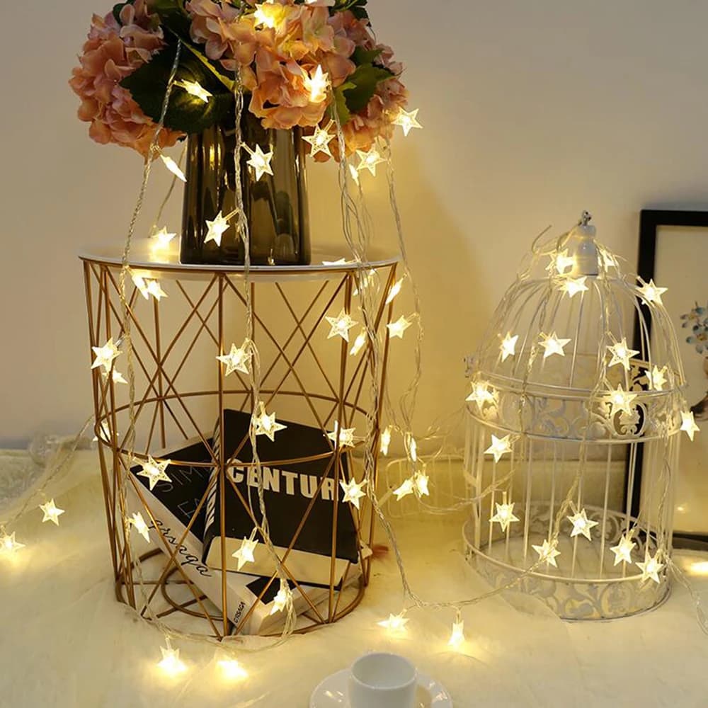 Led estrelas luzes de fadas ao ar livre luzes da corda guirlanda lâmpada luzes da corda festa casa casamento terraço jardim decoração natal — 6/10