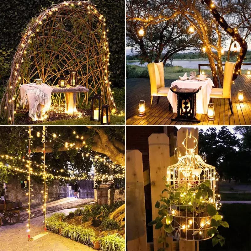 LED lumière solaire extérieure jardin fée chaîne lumière LED scintillant lampe étanche pour noël Patio arbre fête 6m/12m/23m/33m — 3/9