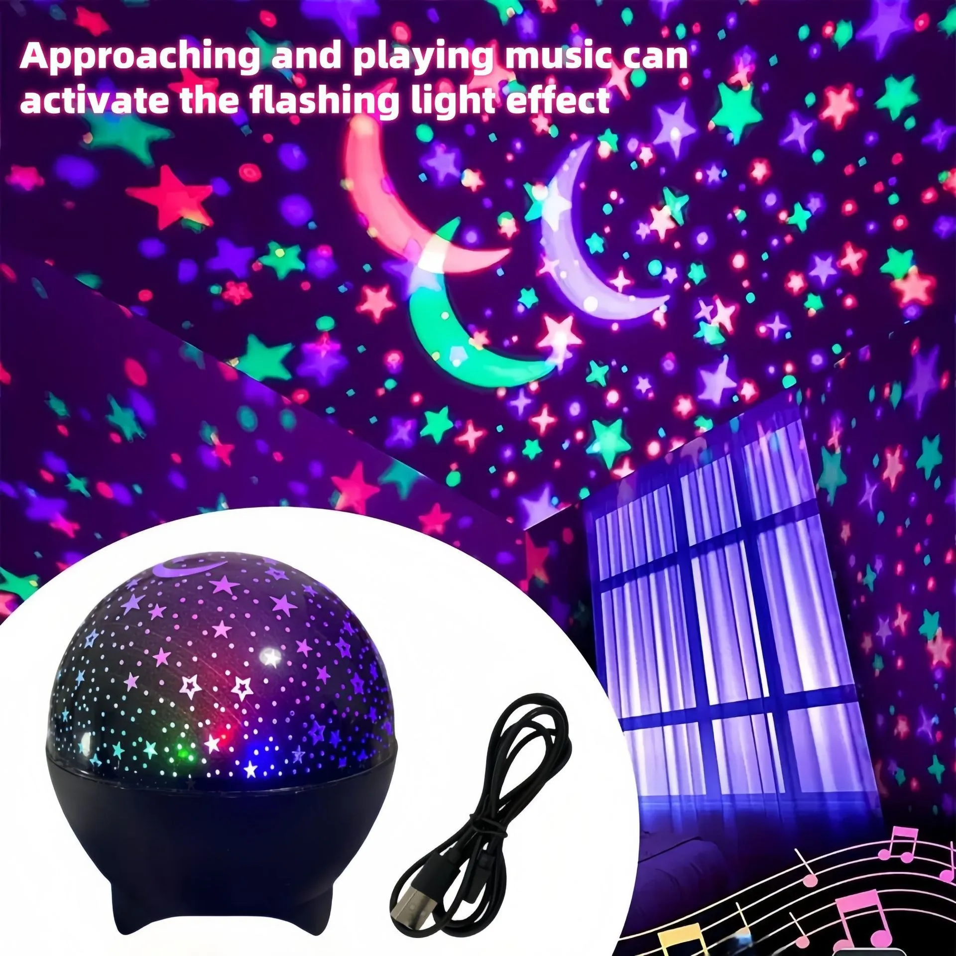 Veilleuses rvb projecteur LED lumière lune étoilée galaxie lampe de Projection 5V USB pour enfants présent cadeau de noël décorations de salle — 4/7