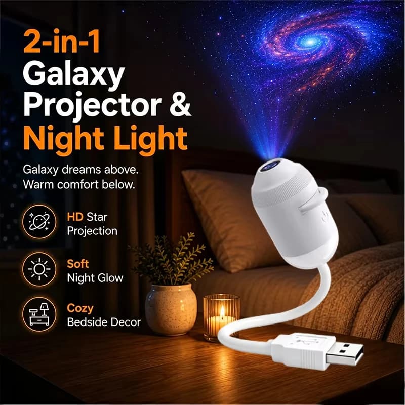 Projecteur de ciel étoilé USB, lumière de nuit 360° °   Lampe d'ambiance réglable Galaxy pour l'intérieur de la voiture, la maison, la chambre à coucher, veilleuse romantique — 3/10