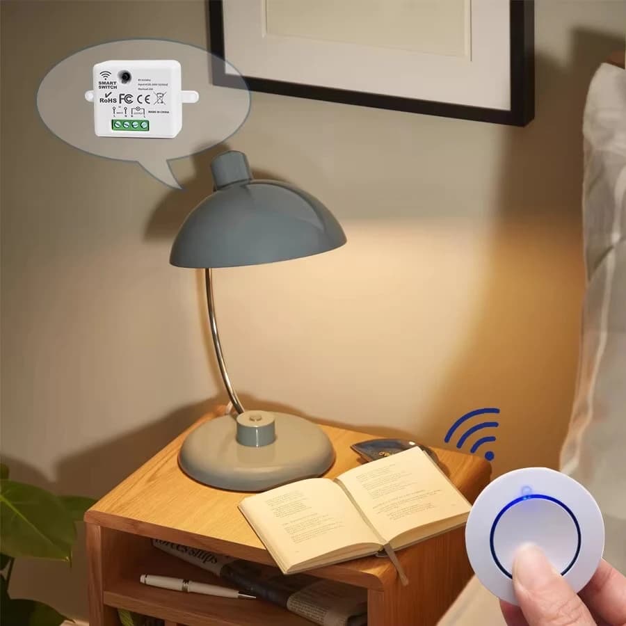 RF 433MHz sans fil 10A relais récepteur télécommande interrupteur de lumière 220V 110V Mini bouton rond panneau mural interrupteur pour lampe à LED — 3/10