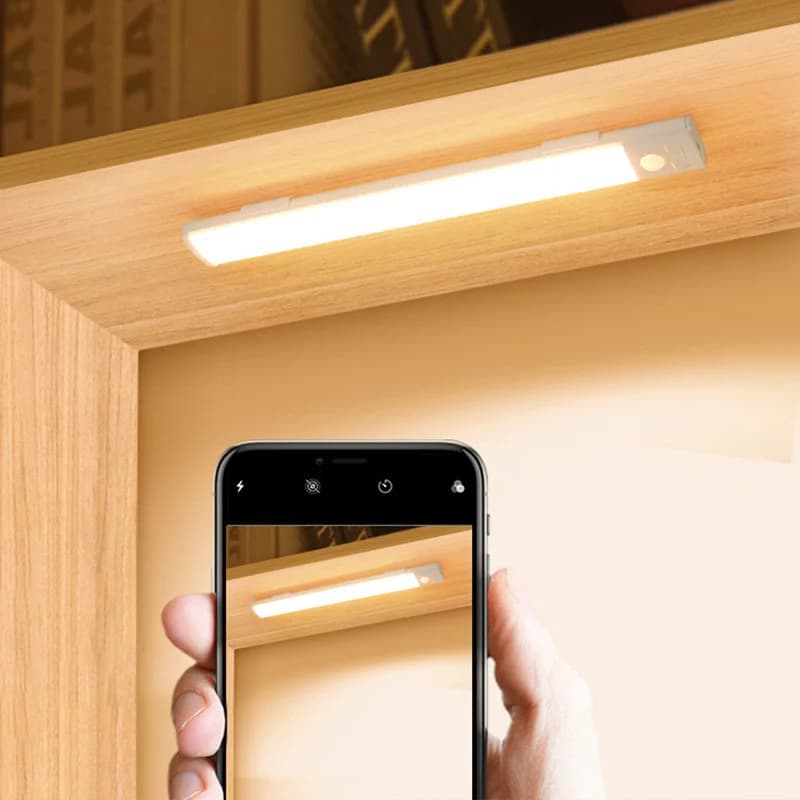 Lampe d'armoire à détecteur de mouvement LED rechargeable sans fil, idéale pour placard, cuisine, garde-robe, escaliers, nuit à piles, 1 pièce — 6/6