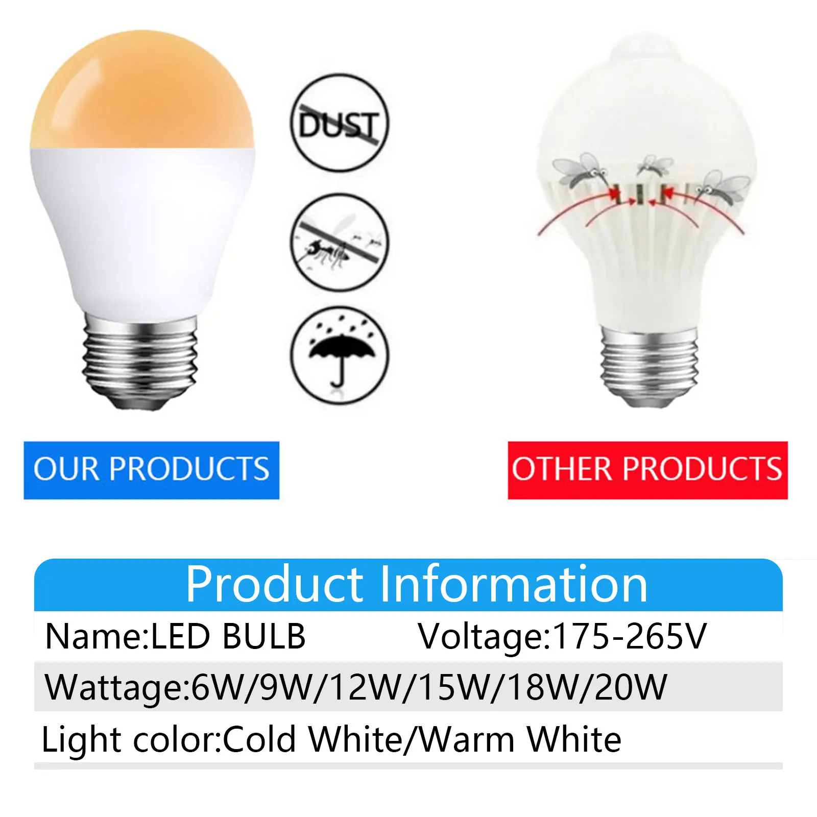 Ampoules LED avec capteur de mouvement Radar, du crépuscule à l'aube, marche/arrêt automatique pour l'extérieur, pour sous-sols intérieurs et extérieurs, porche, cours, 1 pièce — 4/10