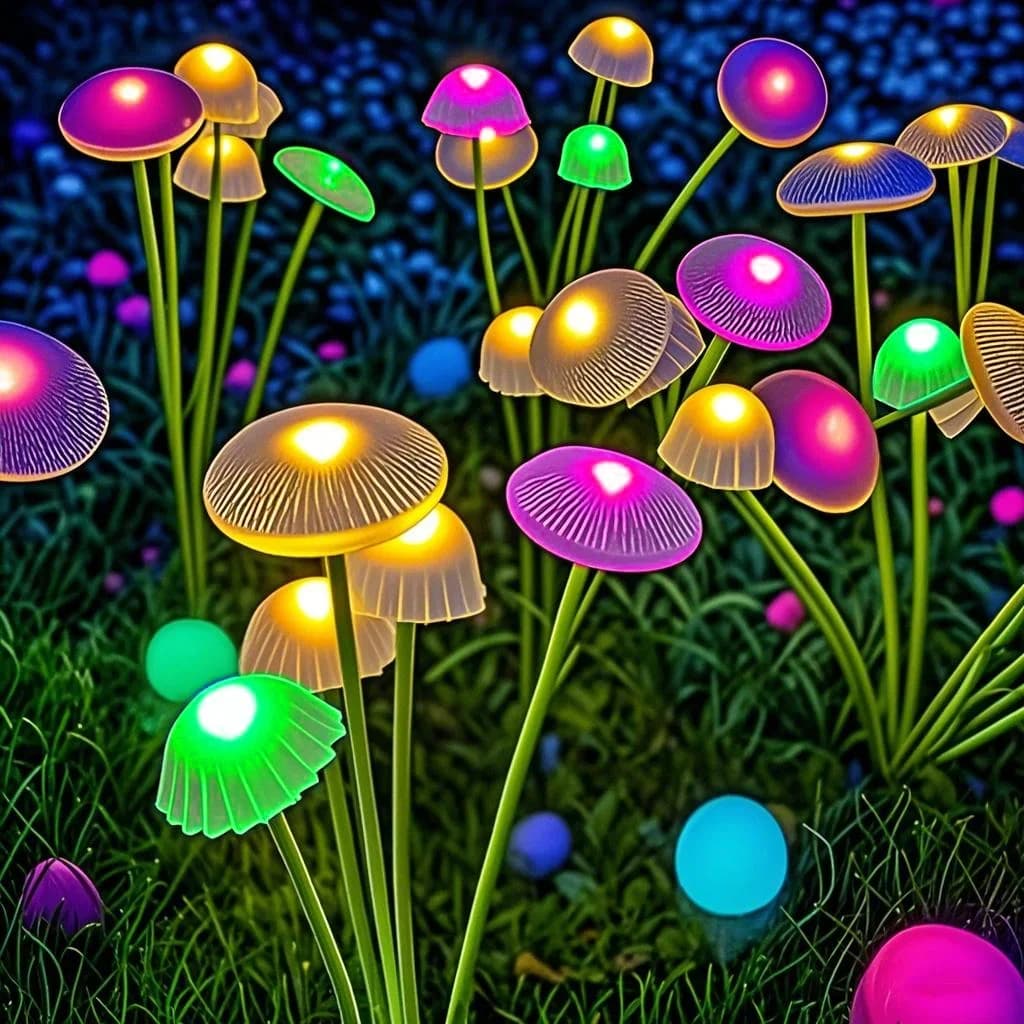 Lampes solaires de jardin LED double Mode lumières solaires en forme de champignon décor étanche cour Patio voie méduse pour ambiance de jardin — 8/8