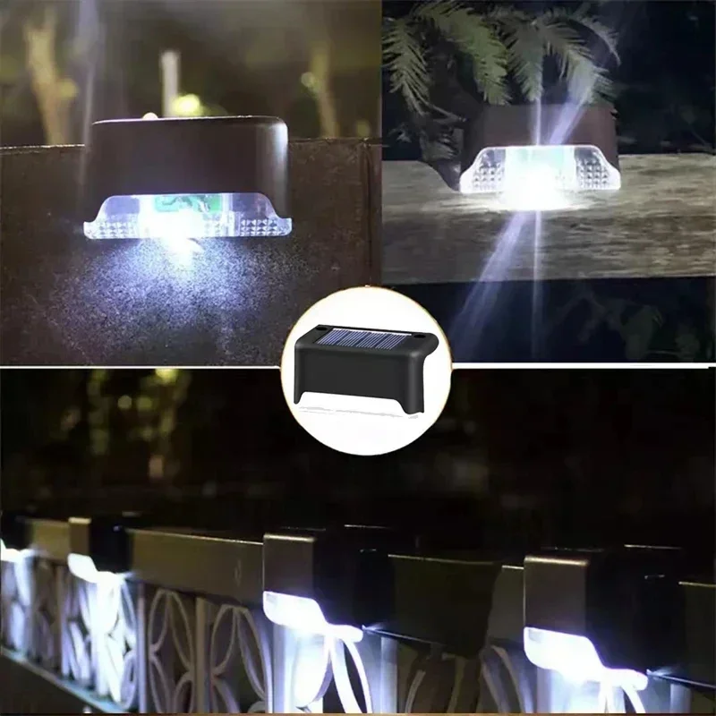 1/4/8/12/pcs LED solaire lumières extérieure jardin lumière pont lampe solaire escaliers lumière étanche solaire étape lampe Patio jardin décor — 8/10