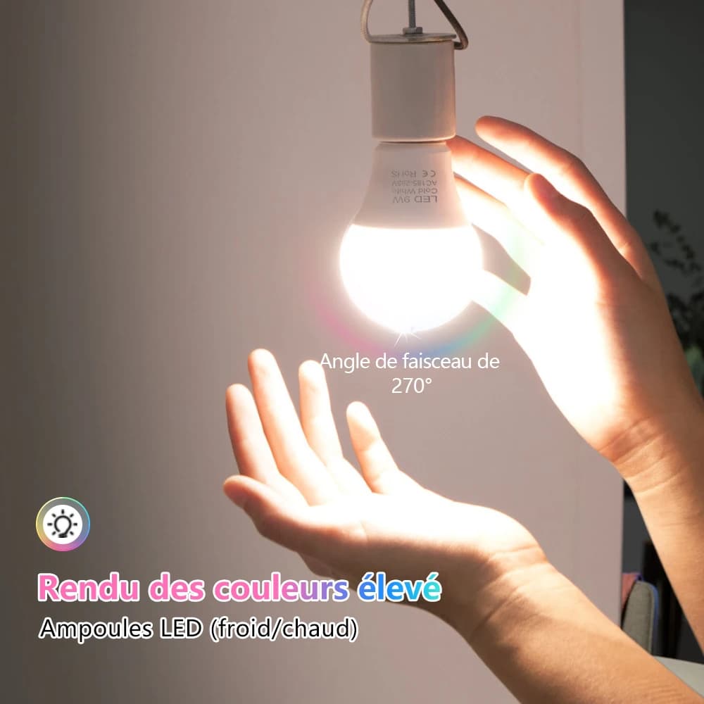 Ampoules LED 3W 6W 9W 12W 15W 18W E27, Lampe LED AC 220V-240V, IC intelligent, Haute luminosité, Projecteur Illa — 5/6