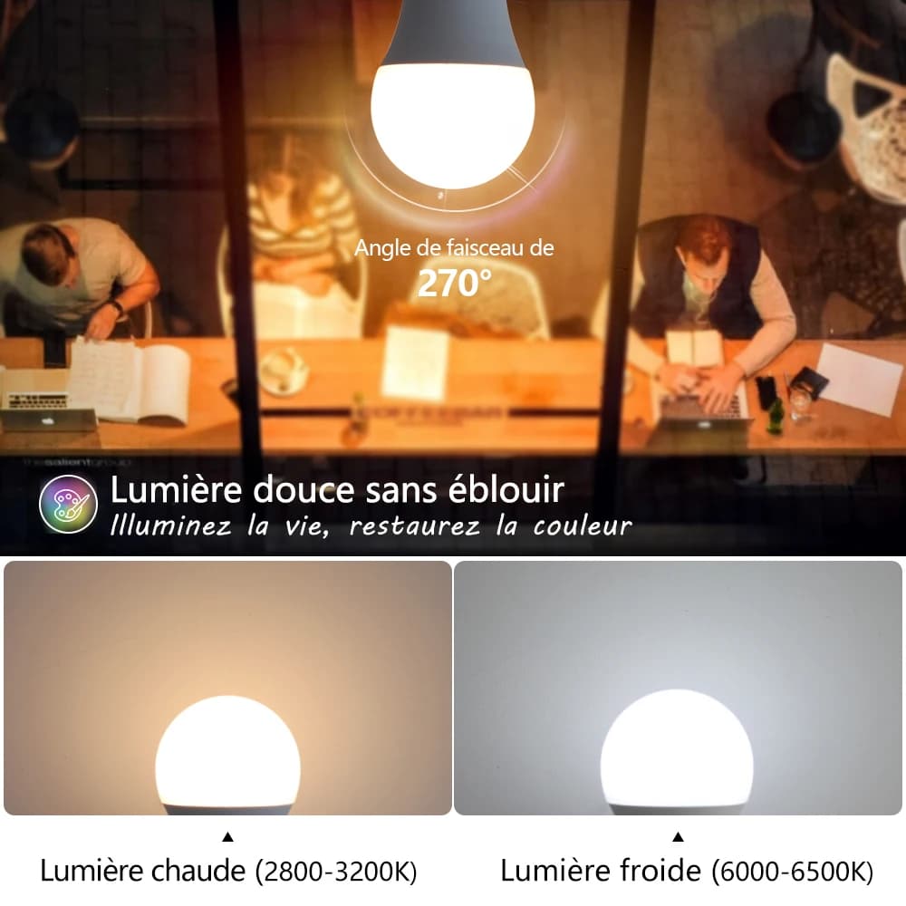 Ampoules LED 3W 6W 9W 12W 15W 18W E27, Lampe LED AC 220V-240V, IC intelligent, Haute luminosité, Projecteur Illa — 3/6
