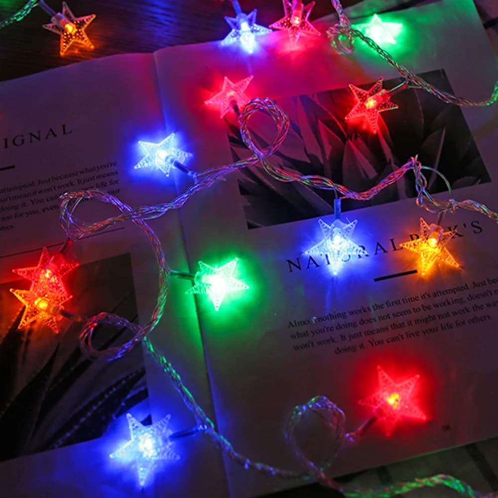 Led estrelas luzes de fadas ao ar livre luzes da corda guirlanda lâmpada luzes da corda festa casa casamento terraço jardim decoração natal — 4/10