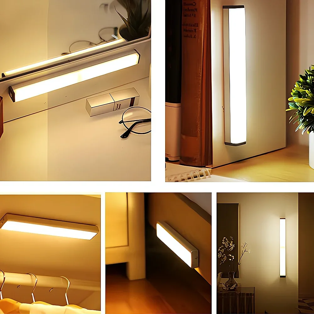 Veilleuses LED sans fil avec détecteur de mouvement, lampe aste par USB, ampoule magnétique pour armoire, chambre, Cisco, cuisine, allée, détecteur de tube — 5/10