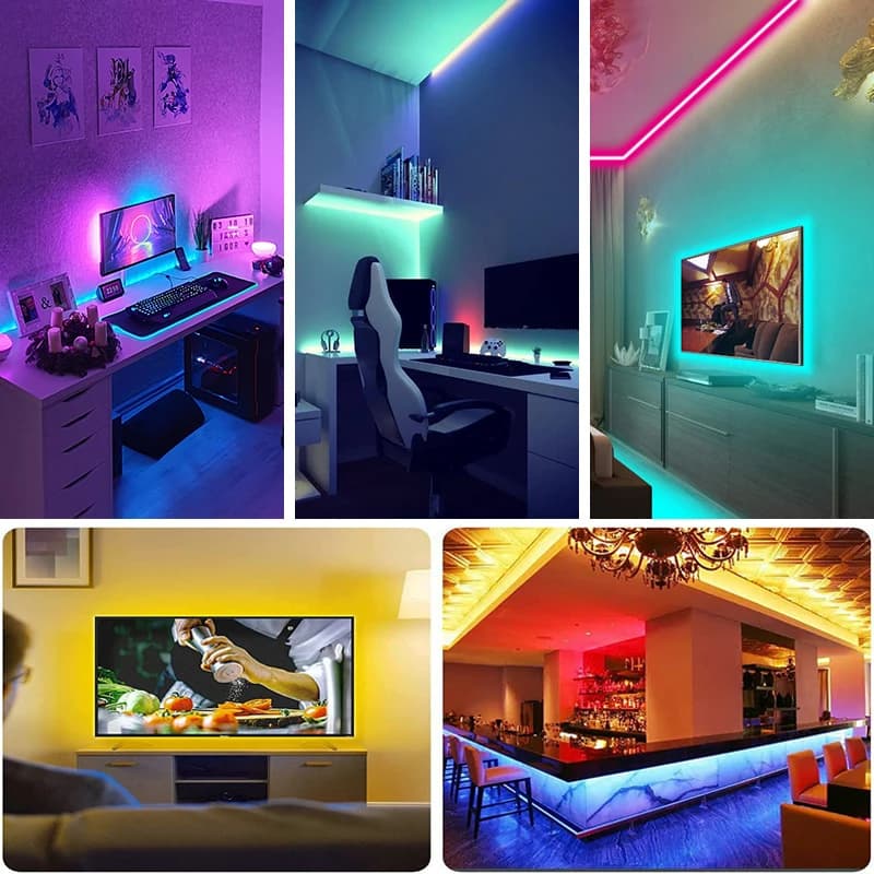 Bande lumineuse Led avec télécommande à 44 touches, 1m, 5m, 10m, 20m, RGB, pour salle murale, maison, chambre à coucher, décor de fête, rétro-éclairage TV — 6/8