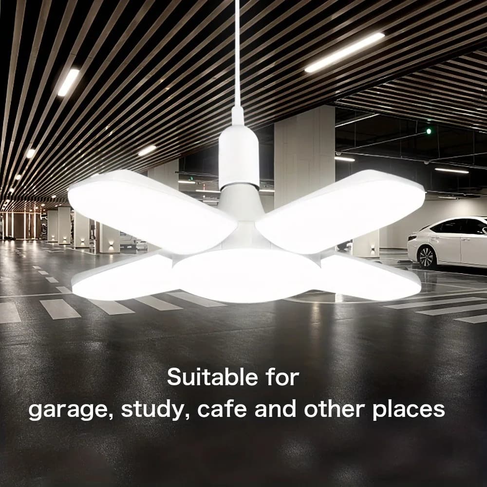 Ampoule LED pliable en forme d'éventail E27, 28W, déformation AC220V/110V pour plafonniers domestiques, entrepôt et Garage, lumière blanche 6500K — 6/7