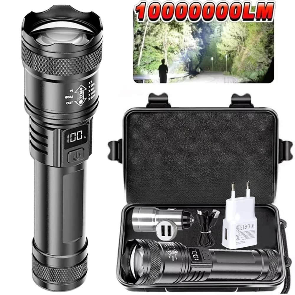 100000LM lampe de poche Super lumineuse torche LED Rechargeable lampe tactique longue portée pour l'extérieur étanche Camping pêche lanterne — 10/10