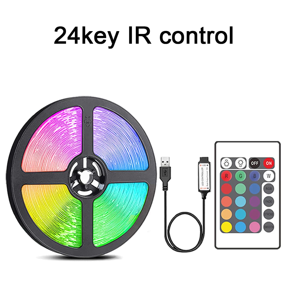 Bande lumineuse Led avec télécommande à 44 touches, 1m, 5m, 10m, 20m, RGB, pour salle murale, maison, chambre à coucher, décor de fête, rétro-éclairage TV — 8/8