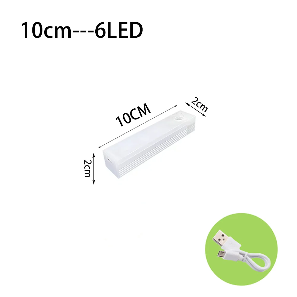 Luz noturna LED sem fio com sensor de movimento, tipo C, Aste, armário, lâmpada de guarda-roupa, luz de fundo de escada para cozinha — 8/10