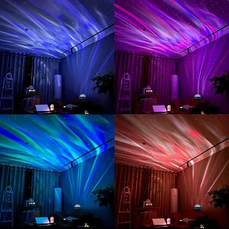 Projecteur LED ciel étoilé et aurore boréale, lampe de projection avec télécommande et rotation automatique, pour la décoration de la maison et des fêtes — 5/10