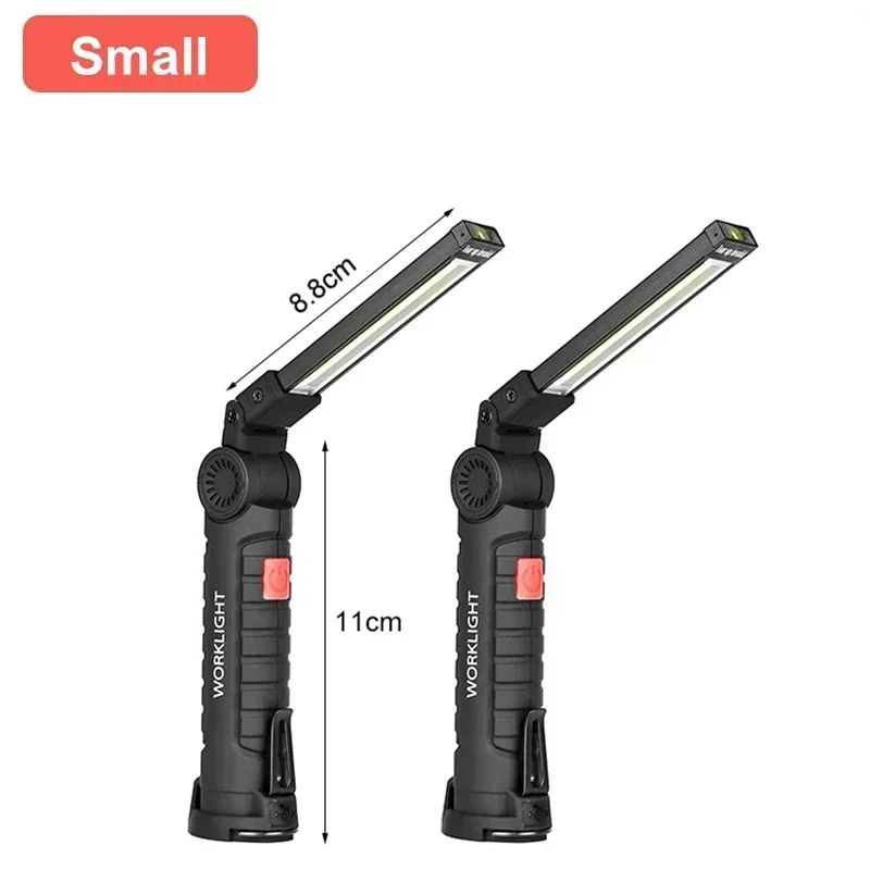 Lampe de travail LED COB Portable, Rechargeable par USB, lampe d'inspection avec crochet magnétique, batterie externe, torche à batterie 18650 — 8/10