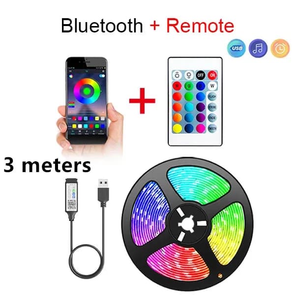 Bande lumineuse LED Bluetooth intelligente SMD 5050, télécommande, ruban flexible, lampe à diode, rétroéclairage TV, salle de jeu, décoration d'intérieur — 9/10