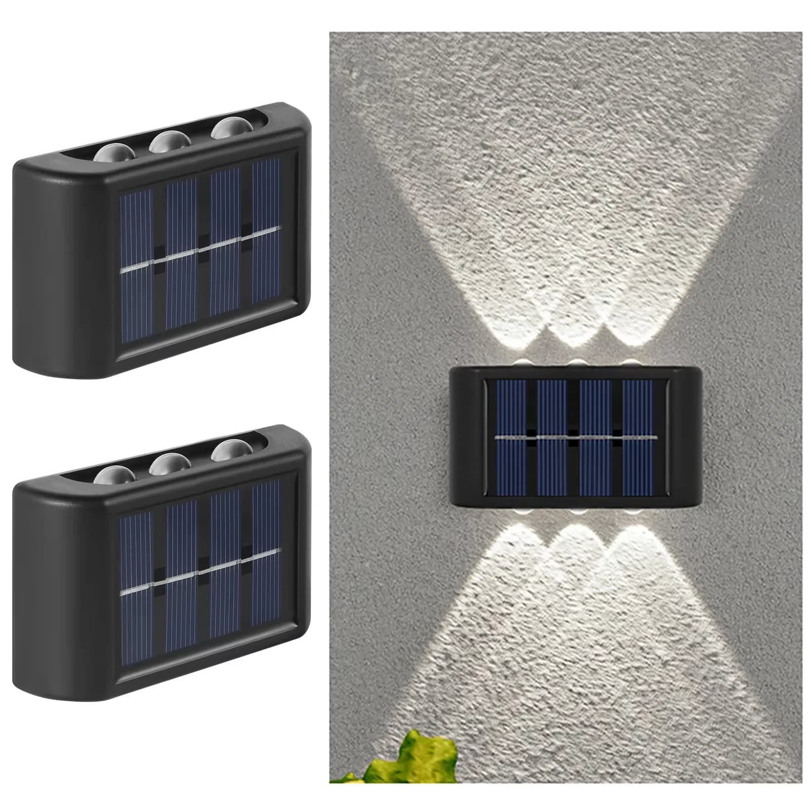 Lampe murale solaire LED extérieure étanche, allumage automatique du crépuscule à l'aube, pour clôture, jardin, cour, porche, allée, patio, décoration de la maison — 8/10
