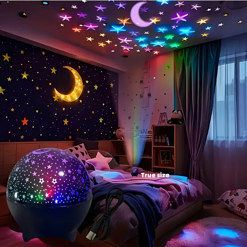 Veilleuses rvb projecteur LED lumière lune étoilée galaxie lampe de Projection 5V USB pour enfants présent cadeau de noël décorations de salle