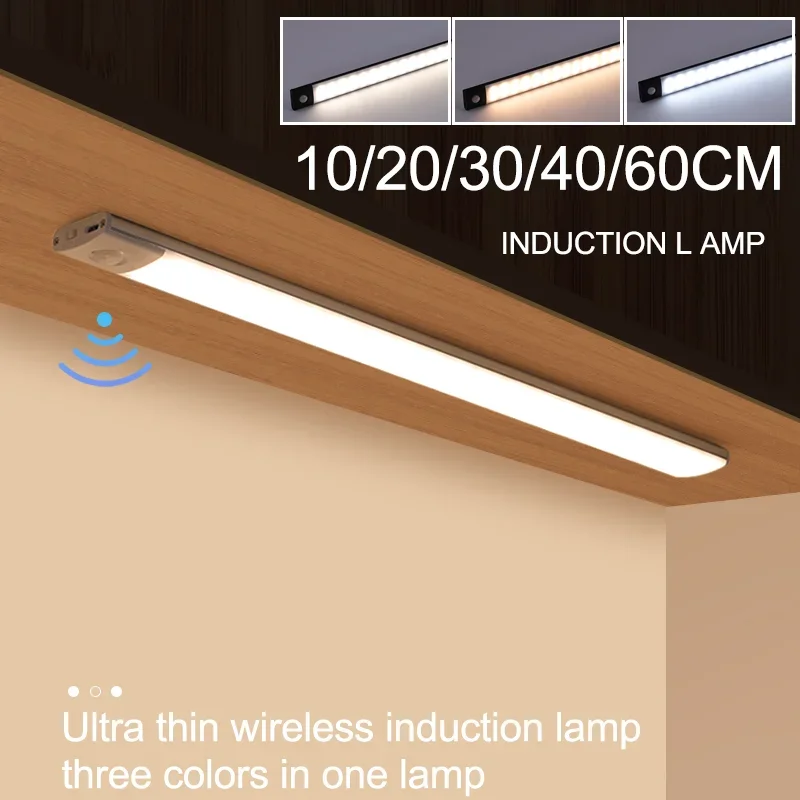 Lampe d'armoire à détecteur de mouvement LED rechargeable sans fil, idéale pour placard, cuisine, garde-robe, escaliers, nuit à piles, 1 pièce — 5/6