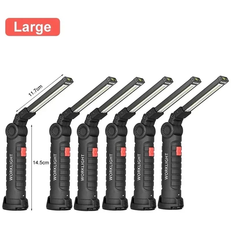 Lampe de travail LED COB Portable, Rechargeable par USB, lampe d'inspection avec crochet magnétique, batterie externe, torche à batterie 18650 — 7/10