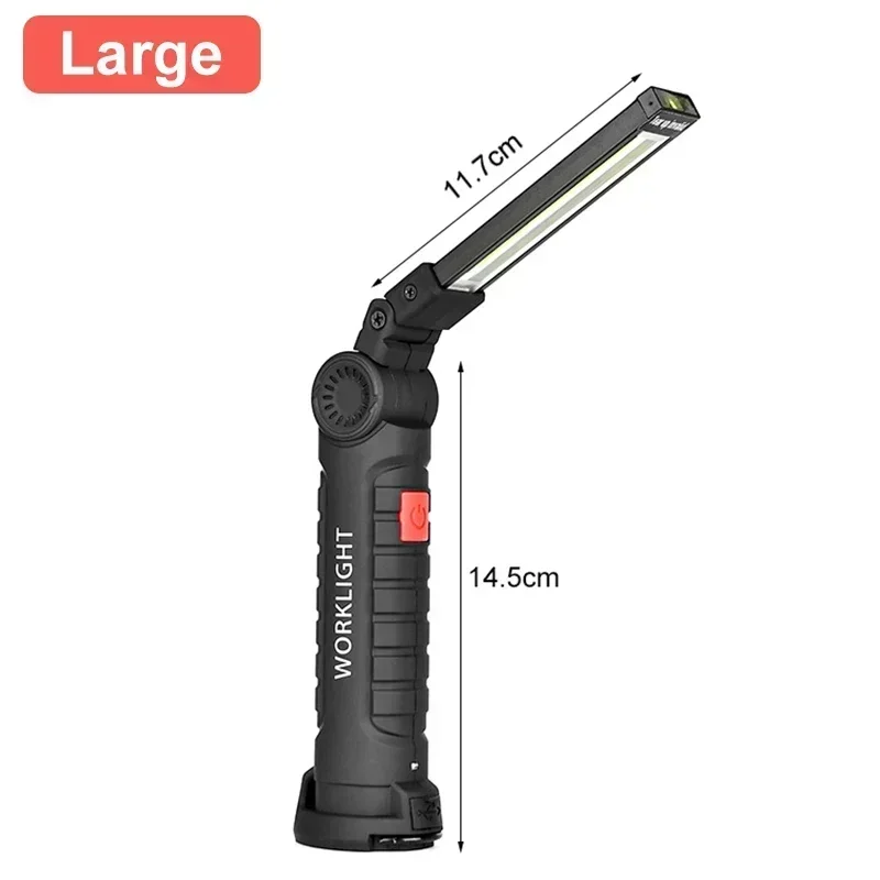 Lampe de travail LED COB Portable, Rechargeable par USB, lampe d'inspection avec crochet magnétique, batterie externe, torche à batterie 18650 — 9/10