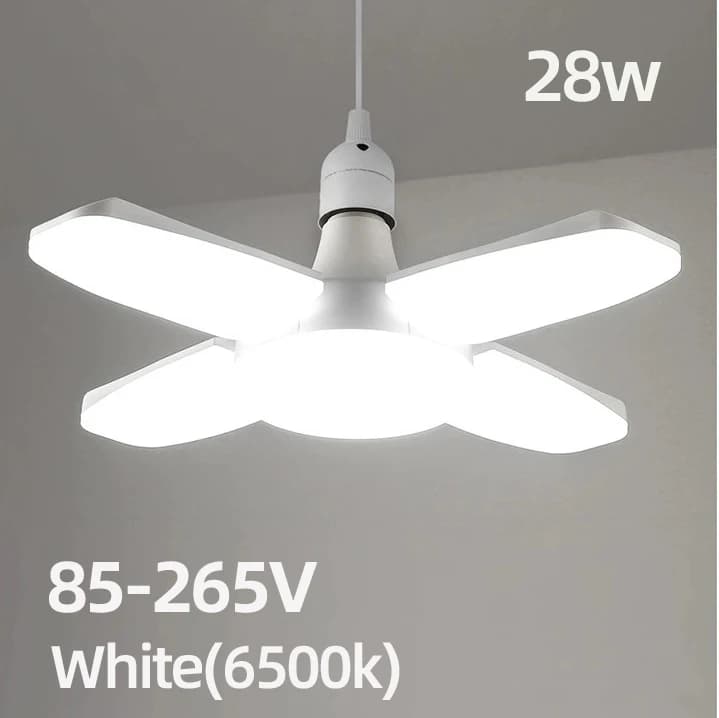 Ampoule LED pliable en forme d'éventail E27, 28W, déformation AC220V/110V pour plafonniers domestiques, entrepôt et Garage, lumière blanche 6500K — 7/7