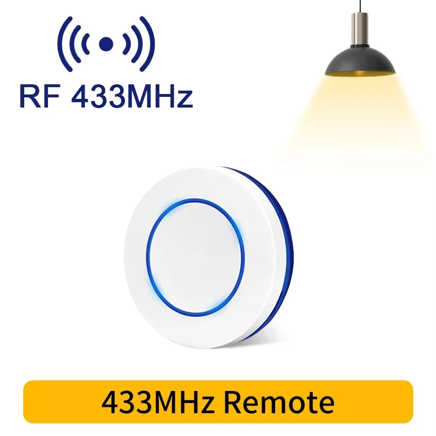 RF 433MHz sans fil 10A relais récepteur télécommande interrupteur de lumière 220V 110V Mini bouton rond panneau mural interrupteur pour lampe à LED — 10/10