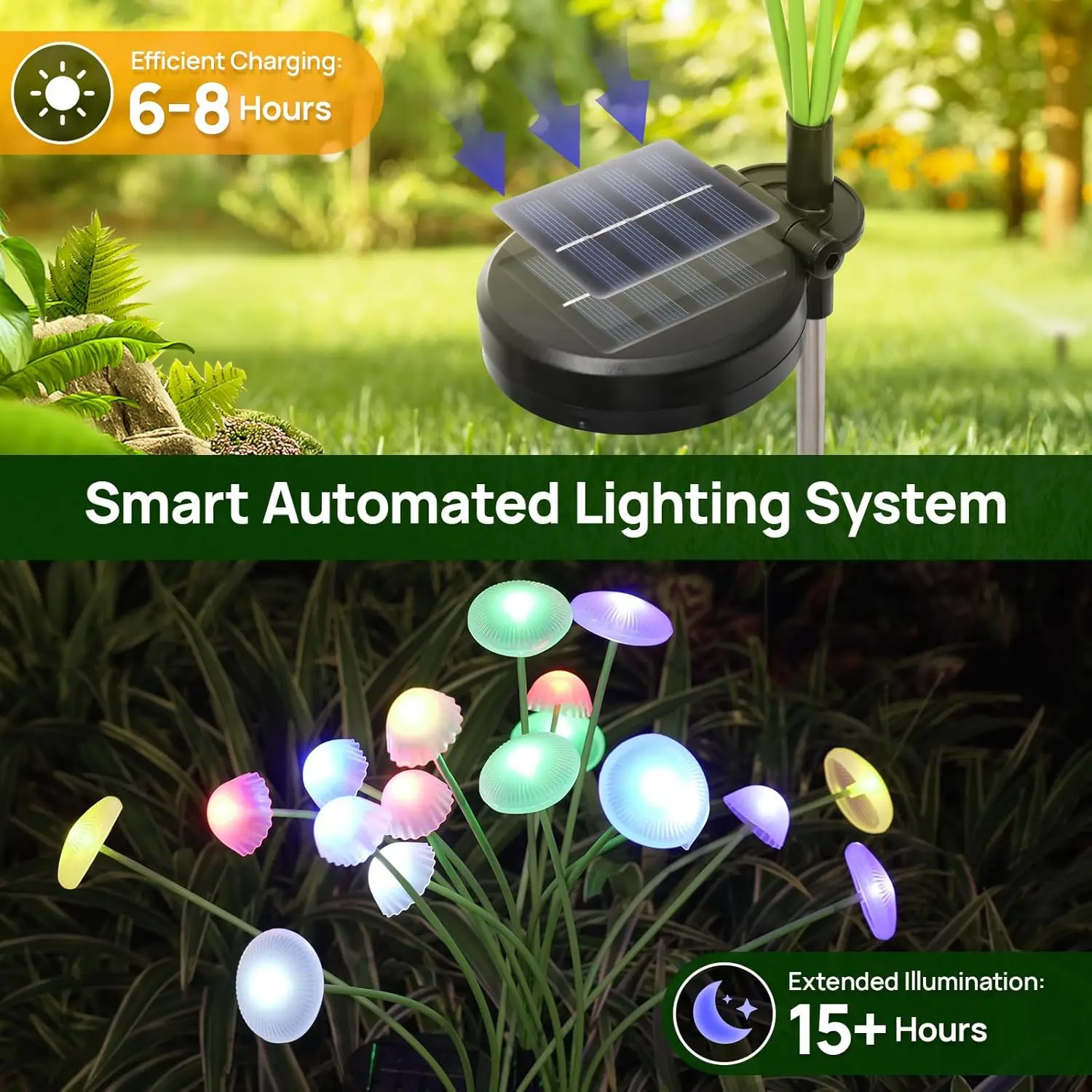 Lampes solaires de jardin LED double Mode lumières solaires en forme de champignon décor étanche cour Patio voie méduse pour ambiance de jardin — 5/8