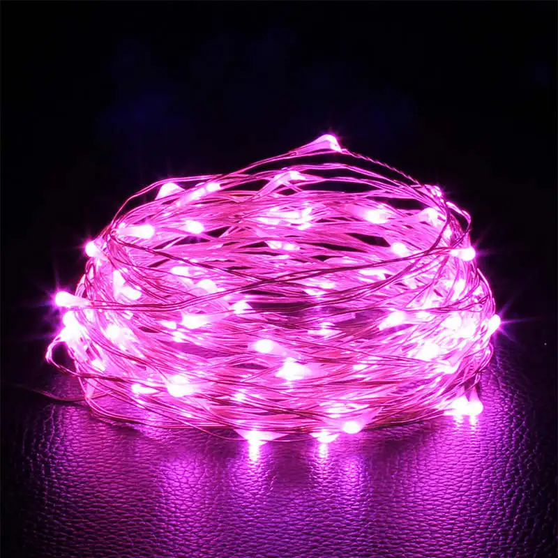 Guirxiété lumineuse LED dégradée en fil de cuivre, 1 paquet, 1 m, 2 m, 3 m, 5 m, 10m, batterie 62, décoration de mariage, chambre, fête de jardin — 7/10