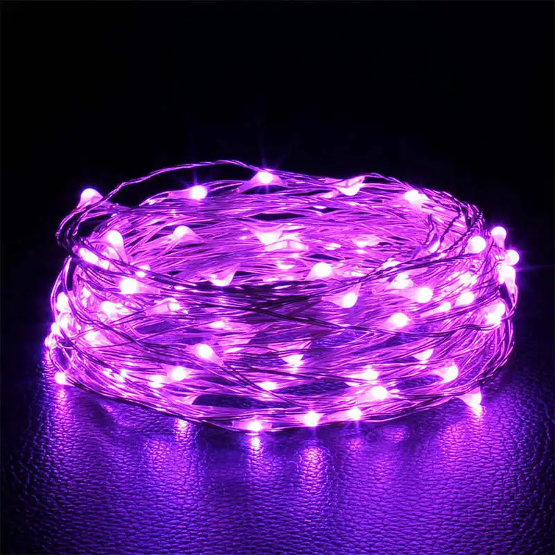 Guirxiété lumineuse LED dégradée en fil de cuivre, 1 paquet, 1 m, 2 m, 3 m, 5 m, 10m, batterie 62, décoration de mariage, chambre, fête de jardin — 9/10