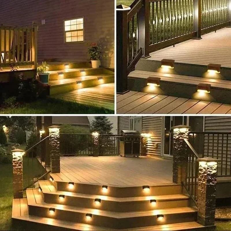 1/4/8/12/pcs LED solaire lumières extérieure jardin lumière pont lampe solaire escaliers lumière étanche solaire étape lampe Patio jardin décor — 4/10