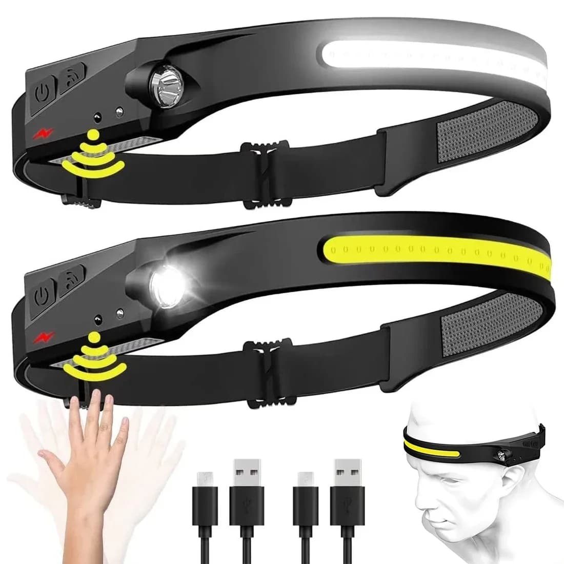 1/2/3 pièces LED lampe frontale à Induction Camping recherche lumière USB Rechargeable phare LED tête torche lampe de travail avec batterie intégrée