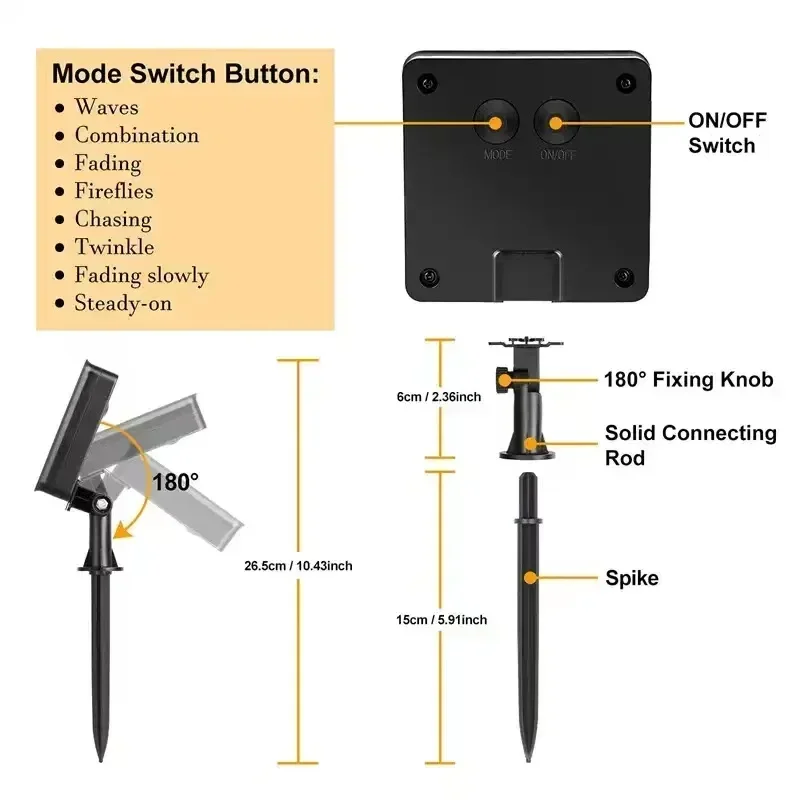 1 2 3 4 5 Paquets de lumières solaires LED féériques pour l'extérieur, lumières de Noël, 8 modes, lumières en fil de cuivre, étanches, décoration de jardin, d'arbre, de patio — 6/10