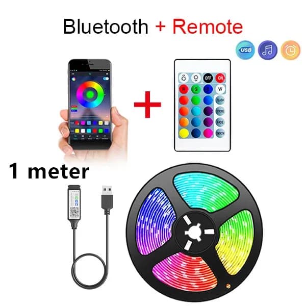 Bande lumineuse LED Bluetooth intelligente SMD 5050, télécommande, ruban flexible, lampe à diode, rétroéclairage TV, salle de jeu, décoration d'intérieur — 7/10